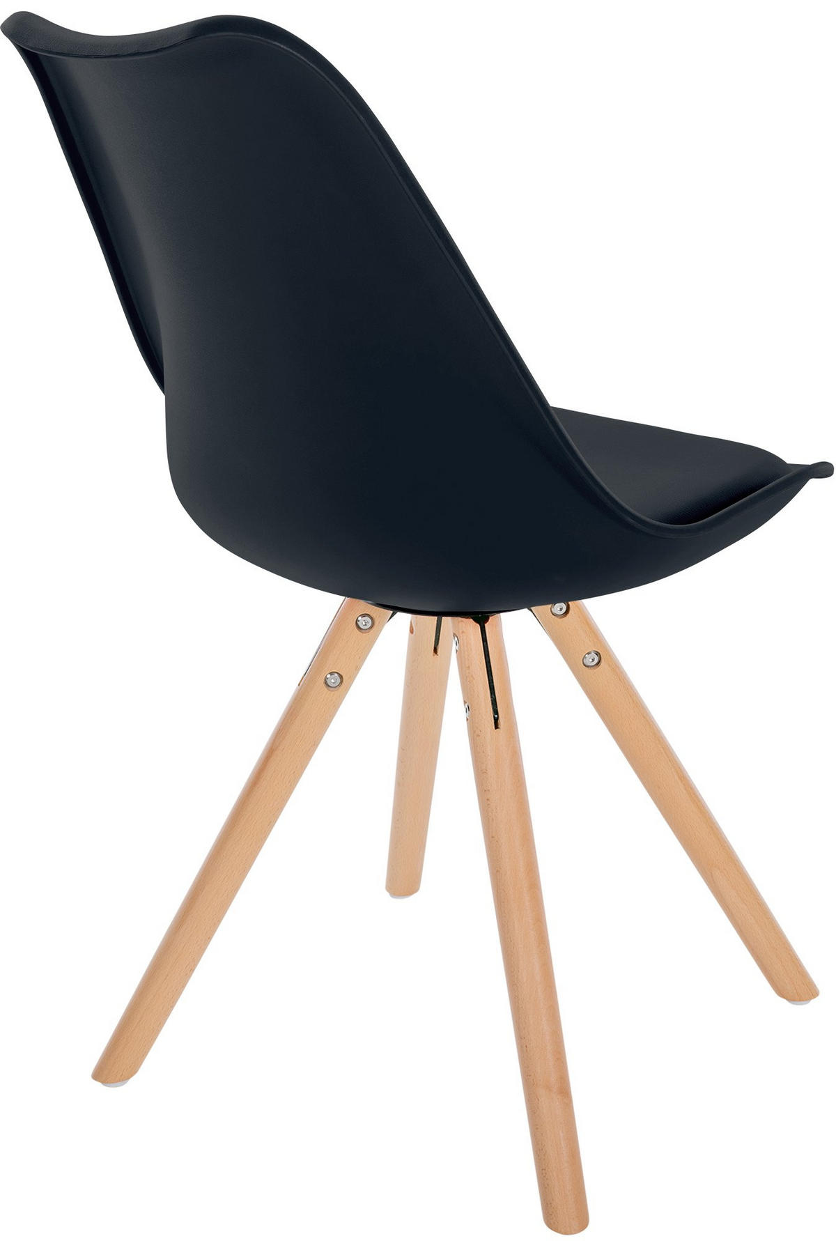 STUHL Kunststoff schwarz - Eukalyptusholzfarben/Schwarz, Holz/Kunststoff (48/81/54cm) - CLP