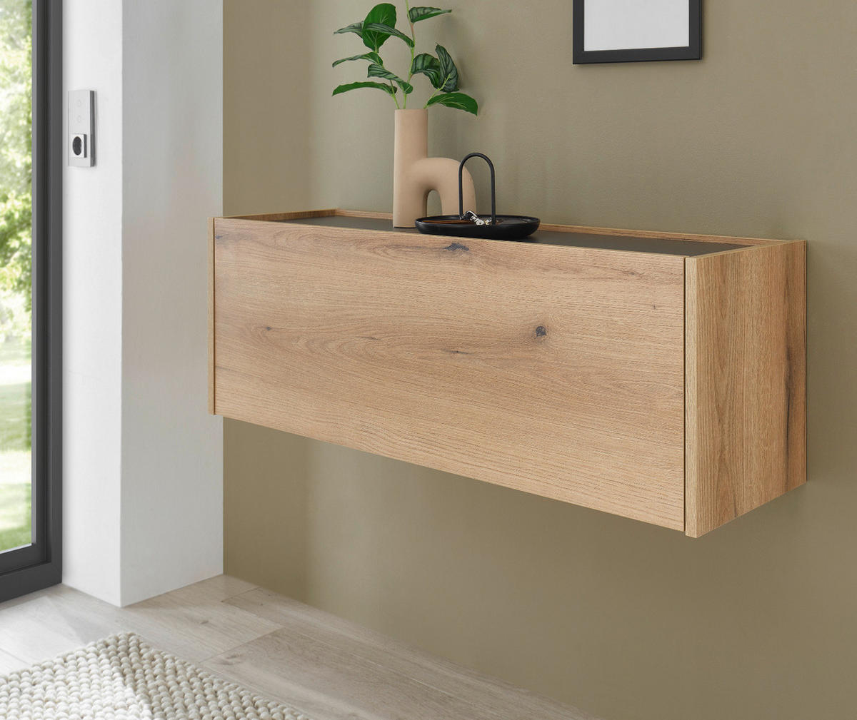 HÄNGESCHRANK Evoke Eiche, grau 100 cm, Flurschrank hängend - Eichefarben/Grau, Holzwerkstoff/Metall (100/35/30cm) - Furn.Design