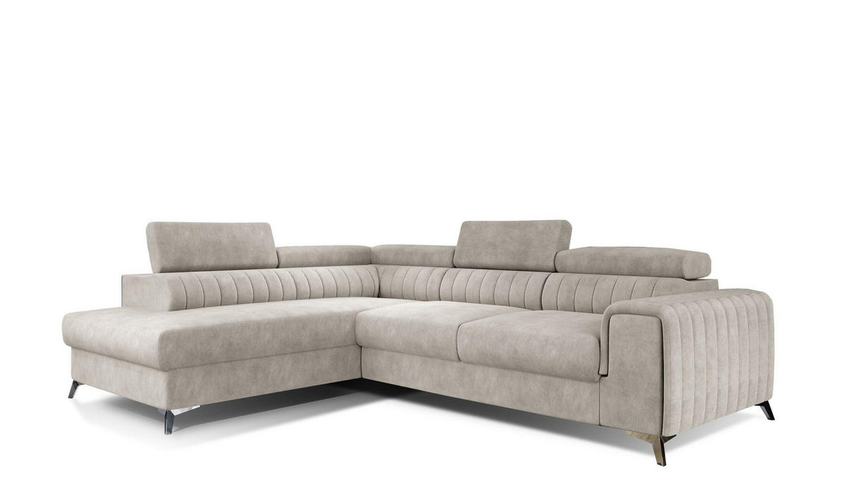 ECKSOFA - OLIVIER (Links, Beige) - Beige, Textil (275/205cm) - Möblo