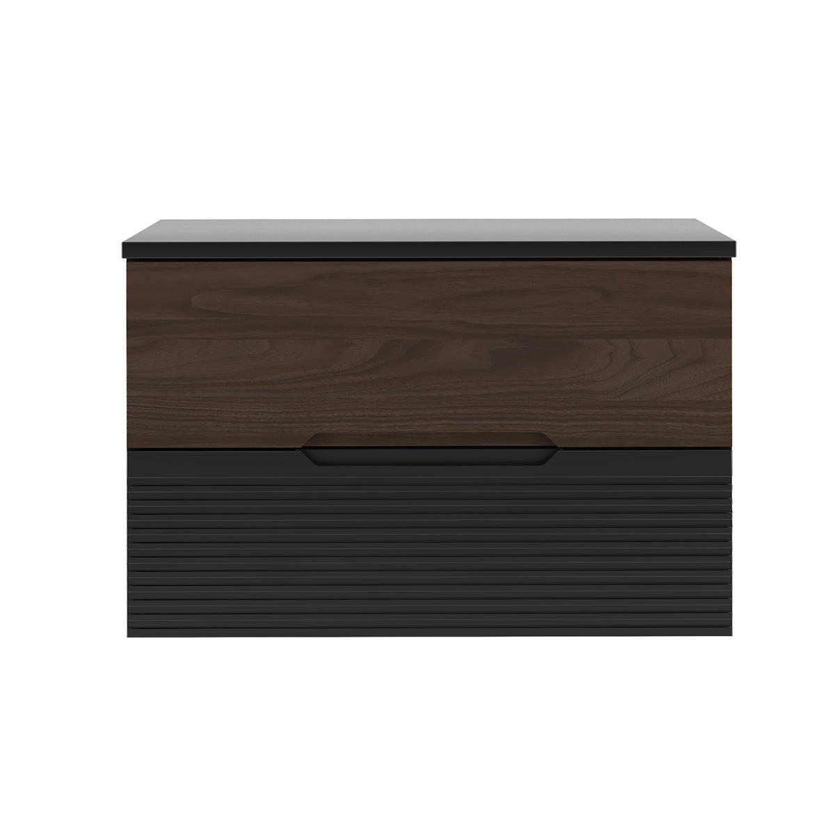 WASCHTISCHUNTERSCHRANK 80.6cm Sylla Schwarz und Holz - Schwarz, Holzwerkstoff (80.6/52.2/45.8cm) - Petits-meubles