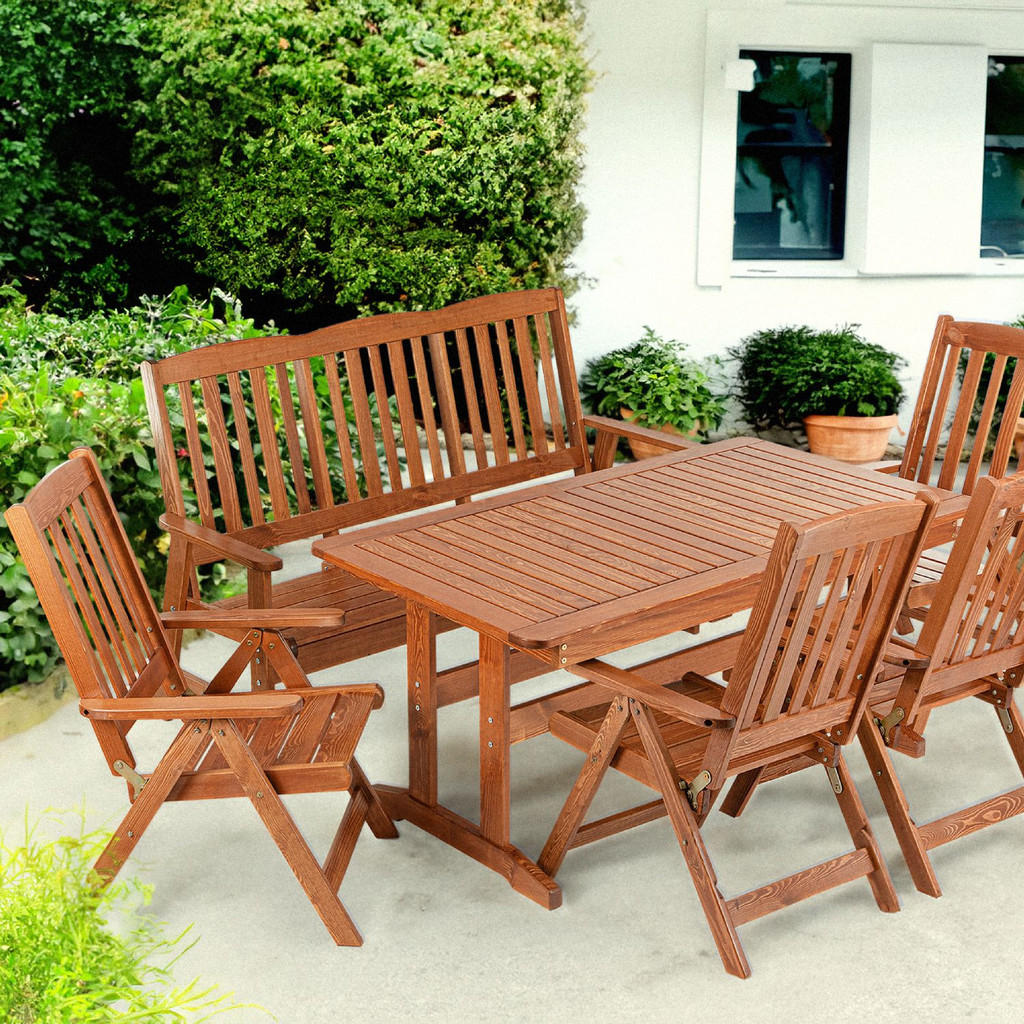 Thumbnail - Konsimo® Gartentisch, Braun, Holz, 6-Sitzer, 90x73x160 cm, Gartenmöbel, Gartentische, Gartentische