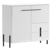 KOMMODE Vigo weiß / weiß Hochglanz 100 / 40 / 91cm - Weiß Hochglanz/Schwarz, Holz/Holzwerkstoff (100/91/40cm) - Feldmann-Wohnen