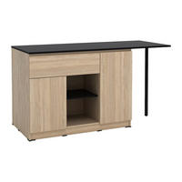 KÜCHENINSEL mit 2 Türen, 1 Schubladen & 2 Regalfächern - Holzfarben & Schwarz - TUNORI - Schwarz, Holz (169.8/90.5/70cm) - Vente-Unique