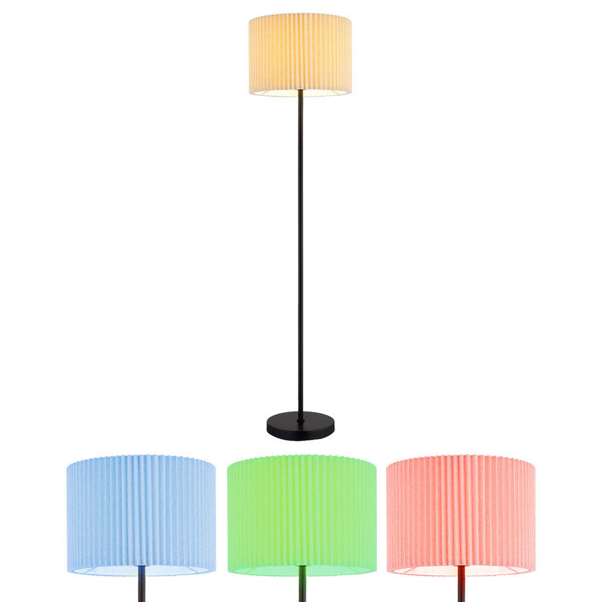 LED STEHLEUCHTE Textil Natur Schwarz - Beige, Metall (38/38/152cm) - Globo Lighting