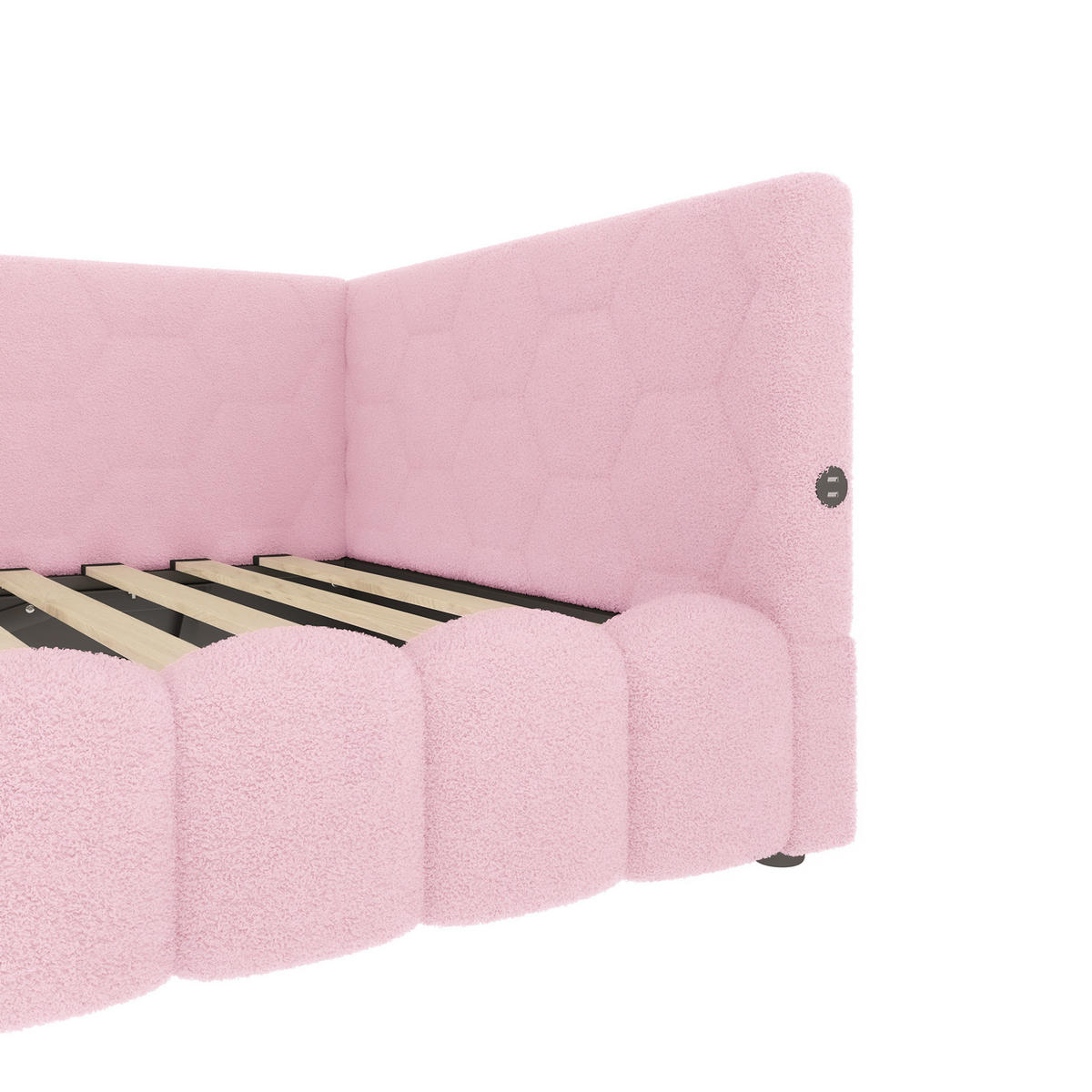 POLSTERBETT 90/200 cm Rosa aus Vliesimitat mit Stauraum - Rosa, Textil (90/200cm) - OKMYHOME