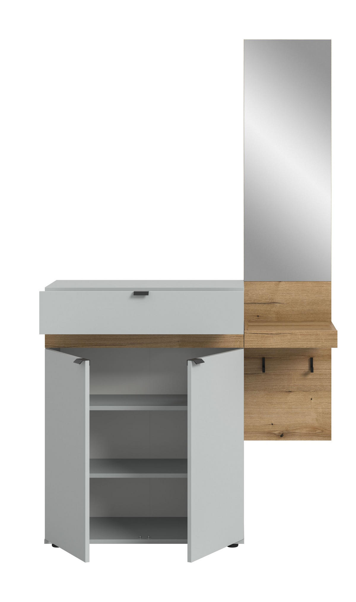GARDEROBEN-SET NARO 2-tlg. (B/H/T: ca. 110/194/37 cm) in grau/grau - Grau, Holzwerkstoff (110/194/37cm)