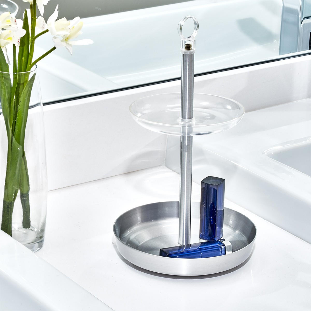 SCHMUCKHALTER 2 Ebenen - Hellgrau, Metall (15/25.6/15cm) - Calicosy