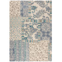 WOLLTEPPICH Patchwork, Wohnzimmer Blau Rechteckig 200x290 - Blau, Textil (200/290cm) - KADIMA DESIGN