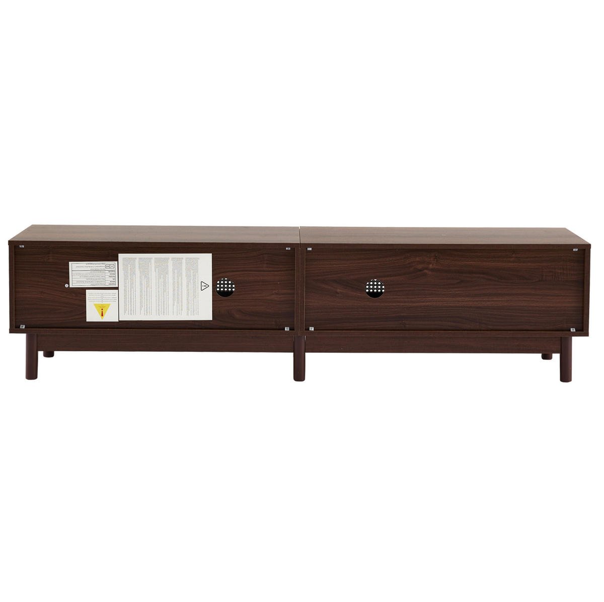 LOWBOARD 180/35/44 cm aus Holzwerkstoff mit Rattantüren und Kabelmanagement Braun - Rotbraun, Holzwerkstoff (180/44/35cm) - Modenvie