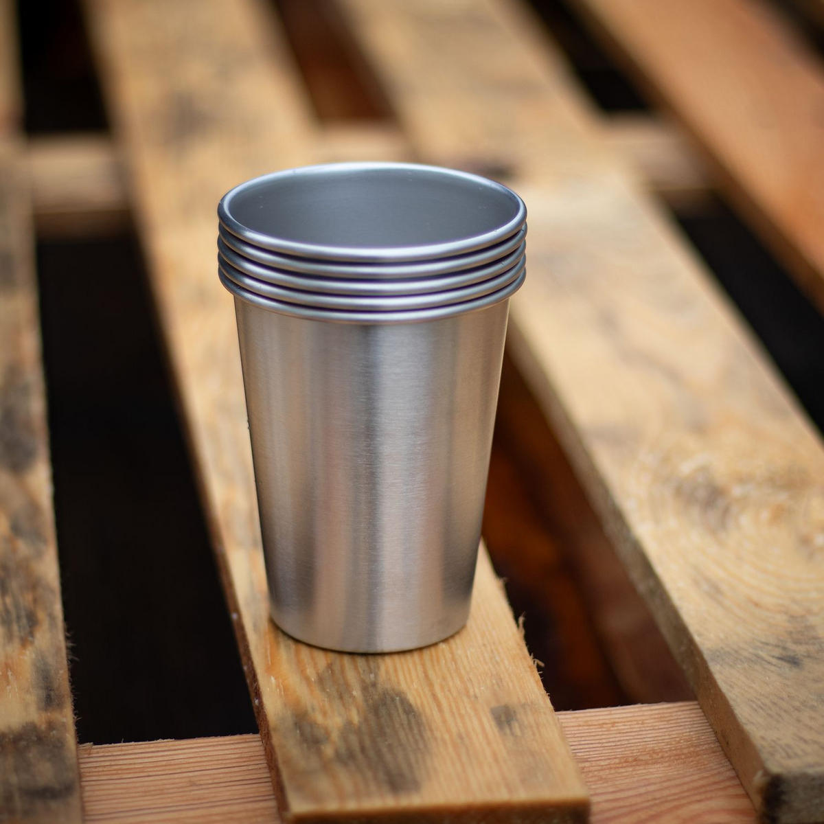 CAMPING BECHER SET Edelstahl - Silberfarben, Metall (0.35L) - Intirilife