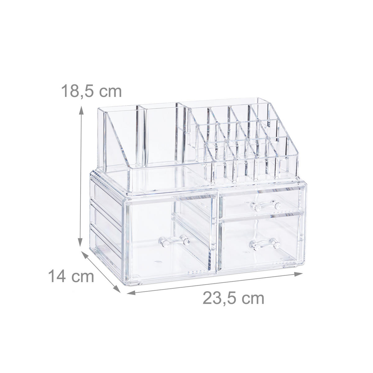MAKE-UP Organizer - Transparent, Kunststoff (23.5/18.5/14cm) - Relaxdays