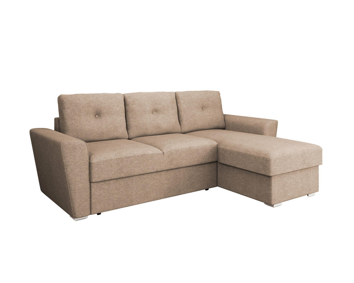ECKSOFA Bellano Ecksofa L-Form- links oder rechts montierbar, braun - Braun, Holz (243/156cm) - Homesy