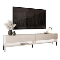 LOWBOARD RTV Schrank CALANTE 180 cm auf geraden schwarzen Beinen - Kaschmir/Schwarz, Holzwerkstoff/Metall (180/44/35cm) - Lookway
