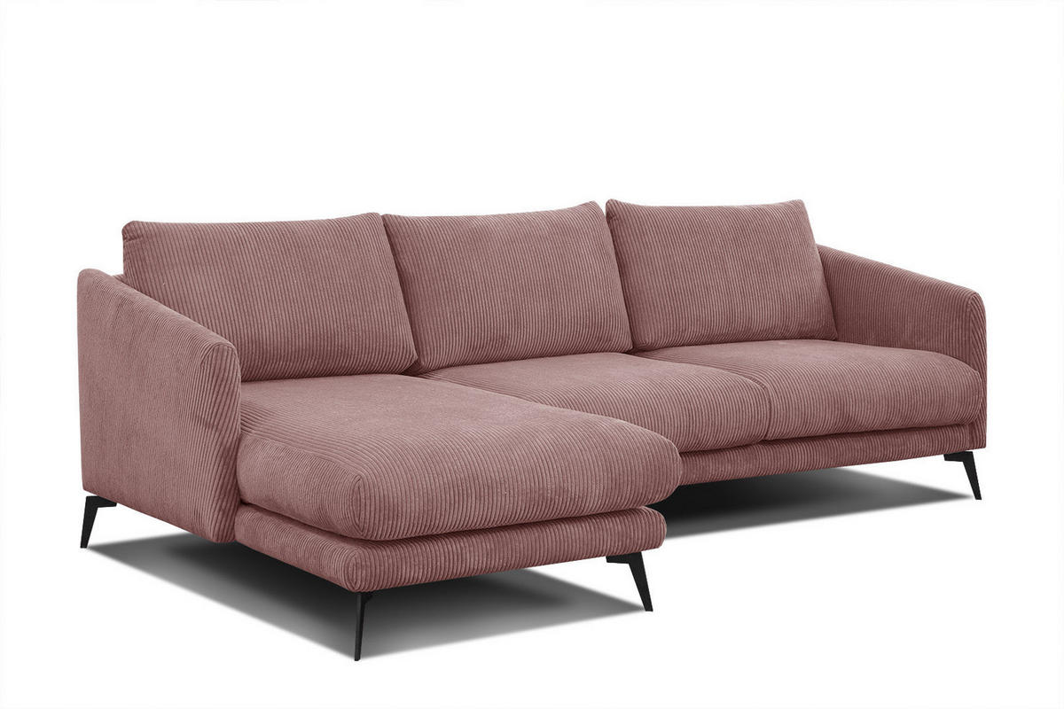 ECKSOFA VILT 4-Sitzer, altrosa - Schwarz/Altrosa, Holzwerkstoff/Textil (156/255cm) - Courtois Laville