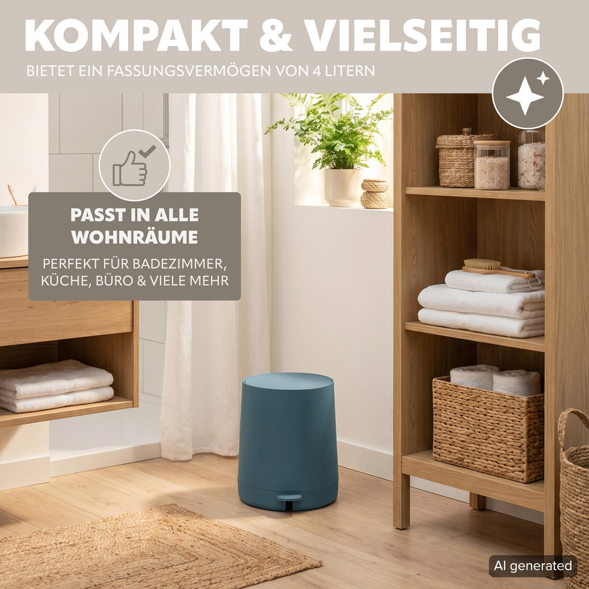 KOSMETIKEIMER TESERO, Kunststoff, blau - Blau, Kunststoff (22.5/25.5/25cm) - eluno