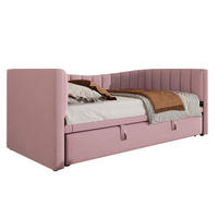 TAGESBETT 90/200 cm mit ausziehbarem Rollbett, Samtbezug und MDF-Gestell, Rosa - Rosa, Textil (180/200cm) - Redom