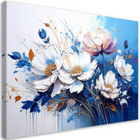WANDBILD, Weiße und blaue Blüten - Blau, Textil (100/70cm) - Feeby
