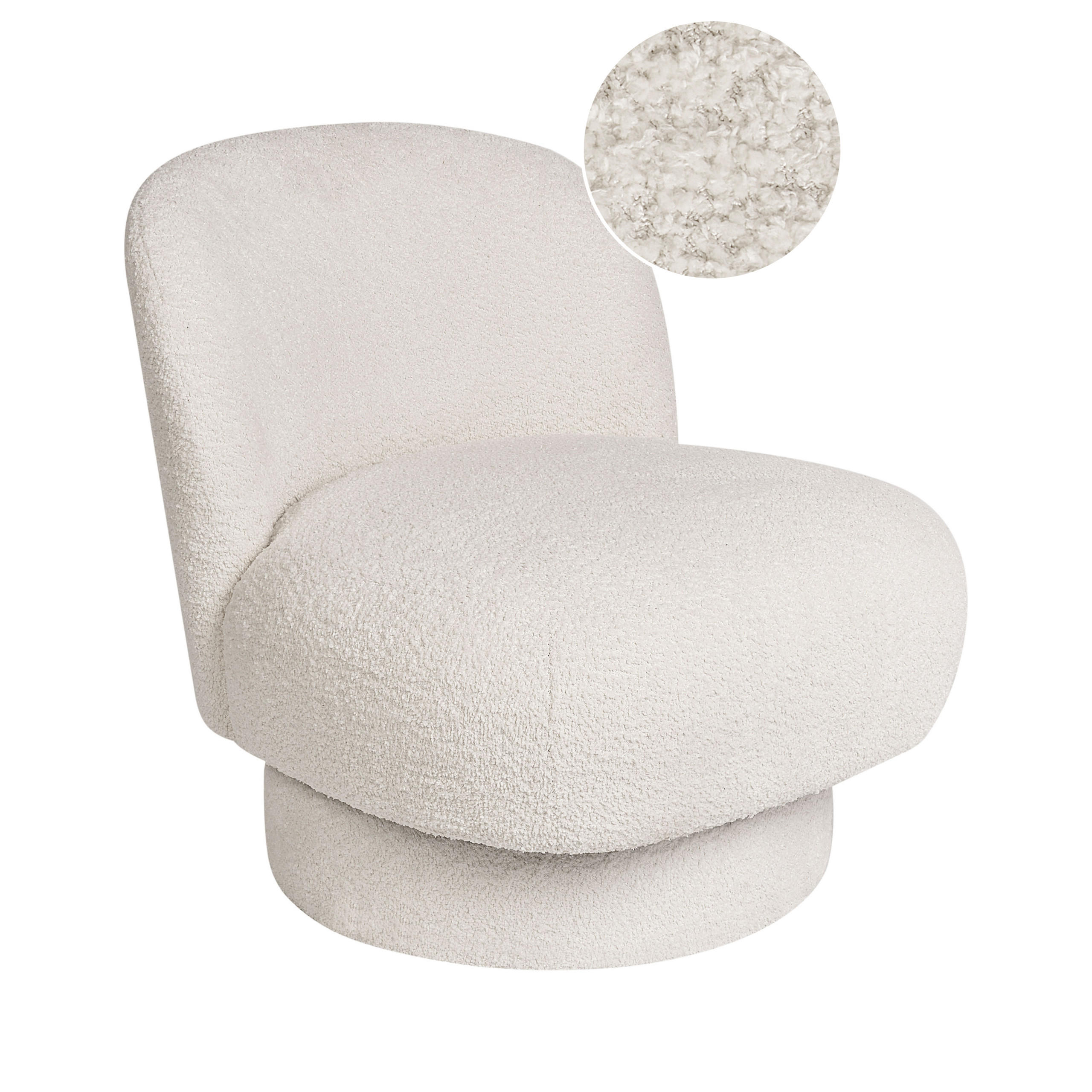 SESSEL Cremeweiß Aylo - Weiß, Textil (60/65/70cm) - Beliani