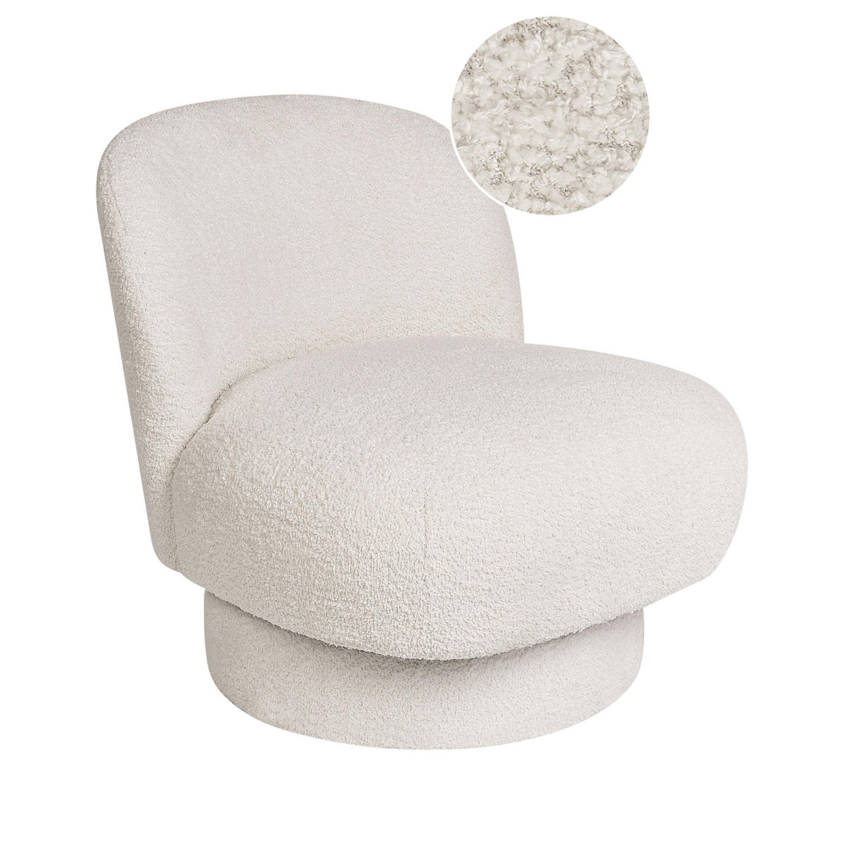 SESSEL Cremeweiß Aylo - Weiß, Textil (60/65/70cm) - Beliani