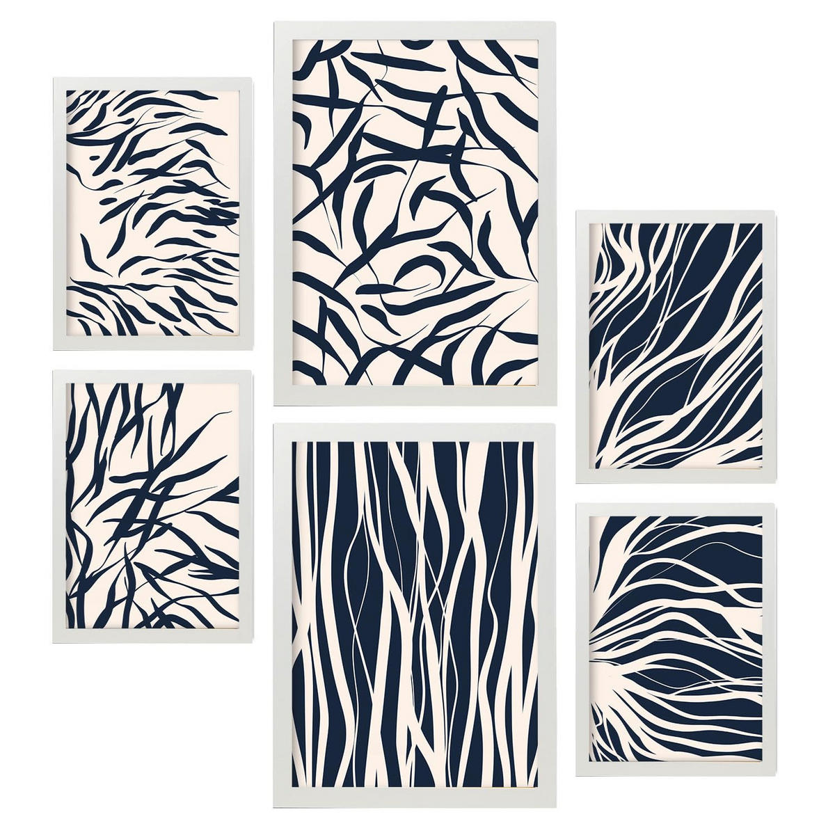 POSTER Set Mit 6 Bland Arts A3 & A4 Weißer Rahmen - Weiß, Papier (29/3cm) - Nacnic