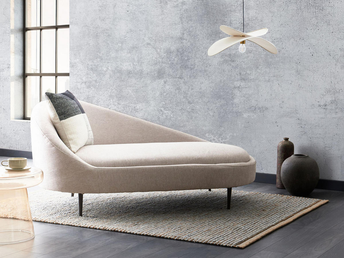 CHAISELONGUE-LINKSSEITIGE Beige Valreas - Taupe/Schwarz, Textil (151/74/80cm) - Beliani