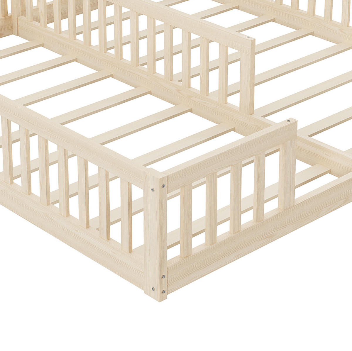 KINDERBETT 2er-Set mit Sicherheitsgittern 90x200 cm Kiefer Natur - Braun, Holzwerkstoff (90/200cm) - Beauniv