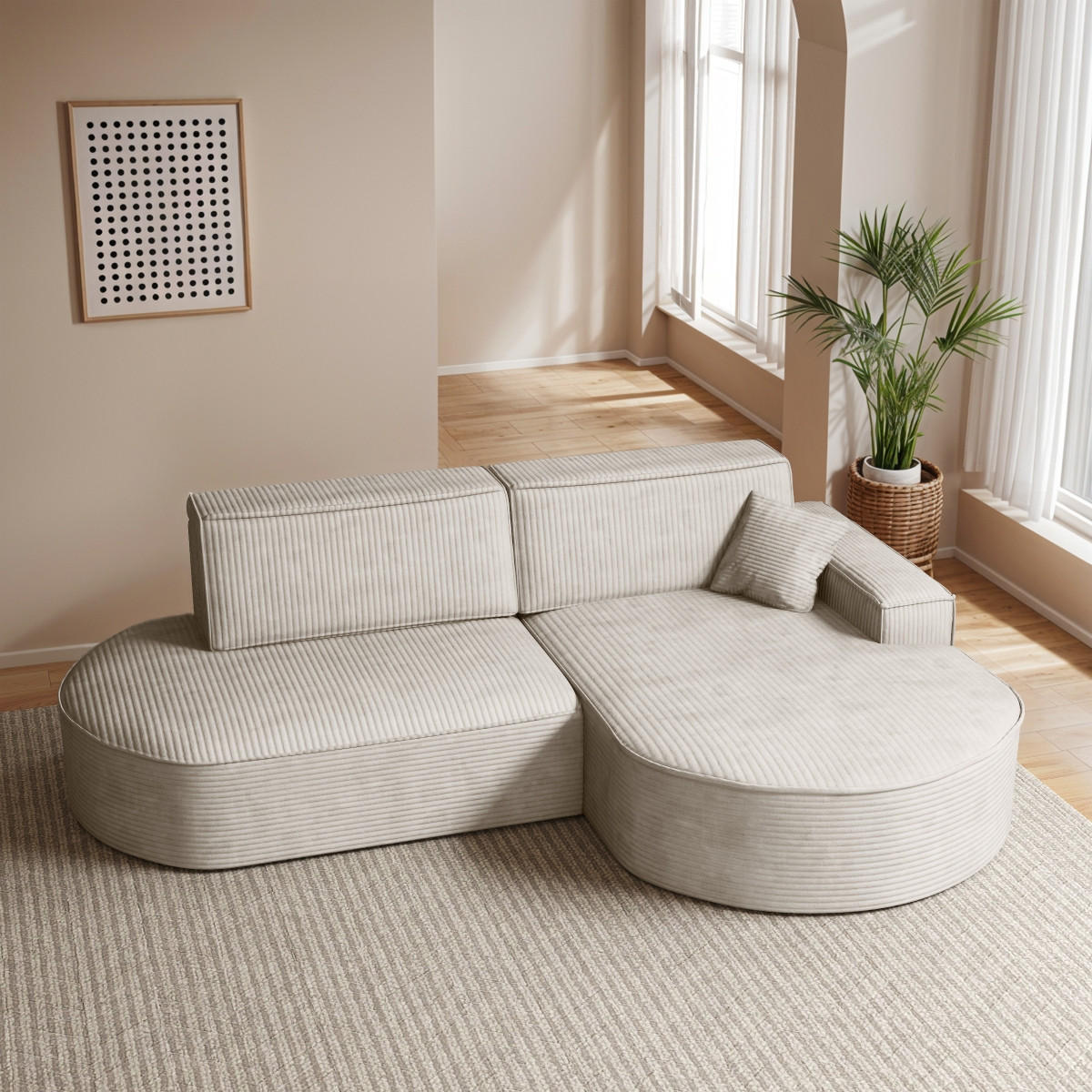 ECKSOFA Modena Pro - Komfort Und Stil Stoff Poso Beige Rechts - Beige, Holz (278/179cm) - Kaiser Möbel