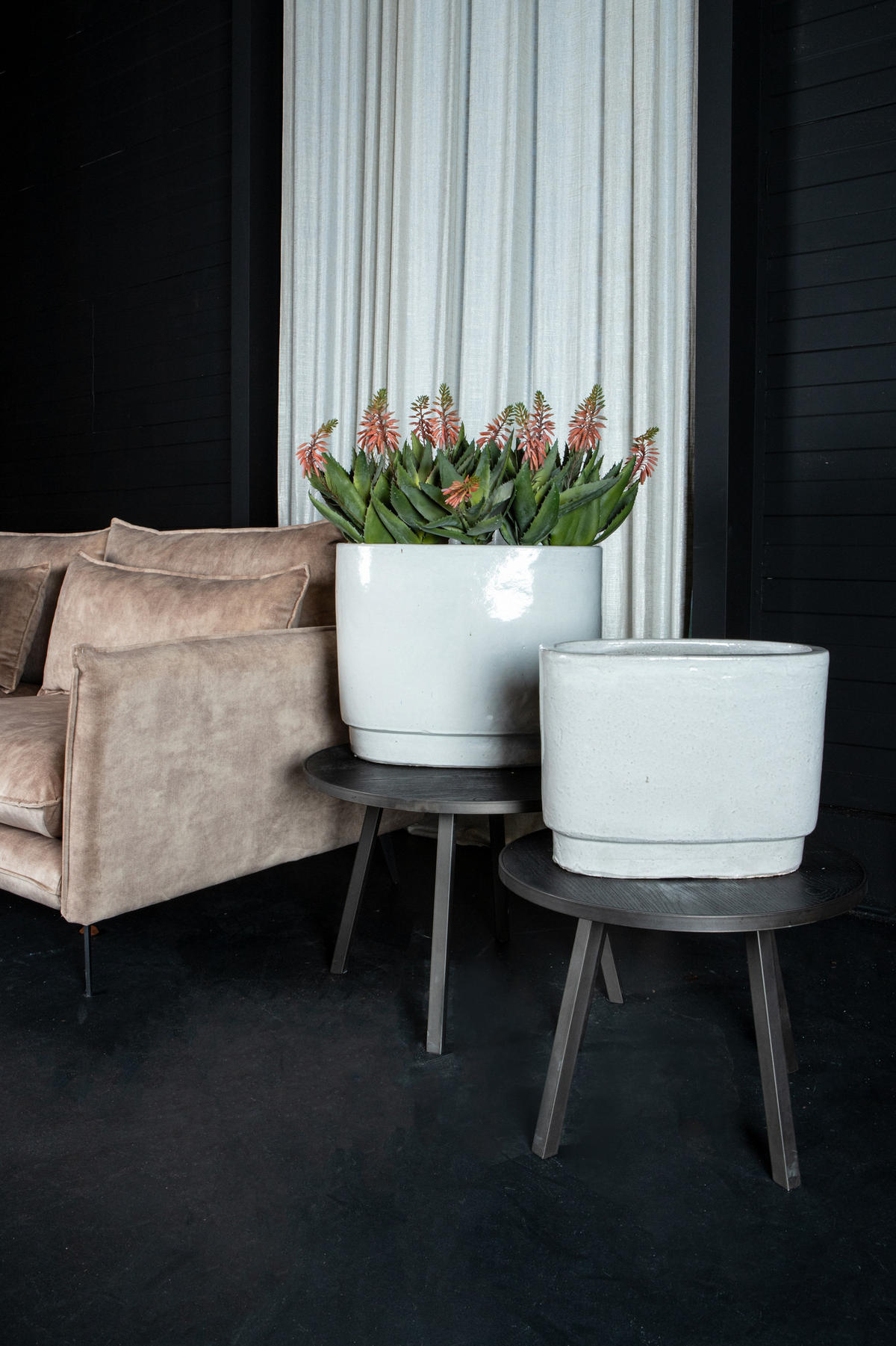 TOPF Rae Weiß 48/32/38cm 2er-Set - Weiß, Keramik (38cm) - PTMD Collection