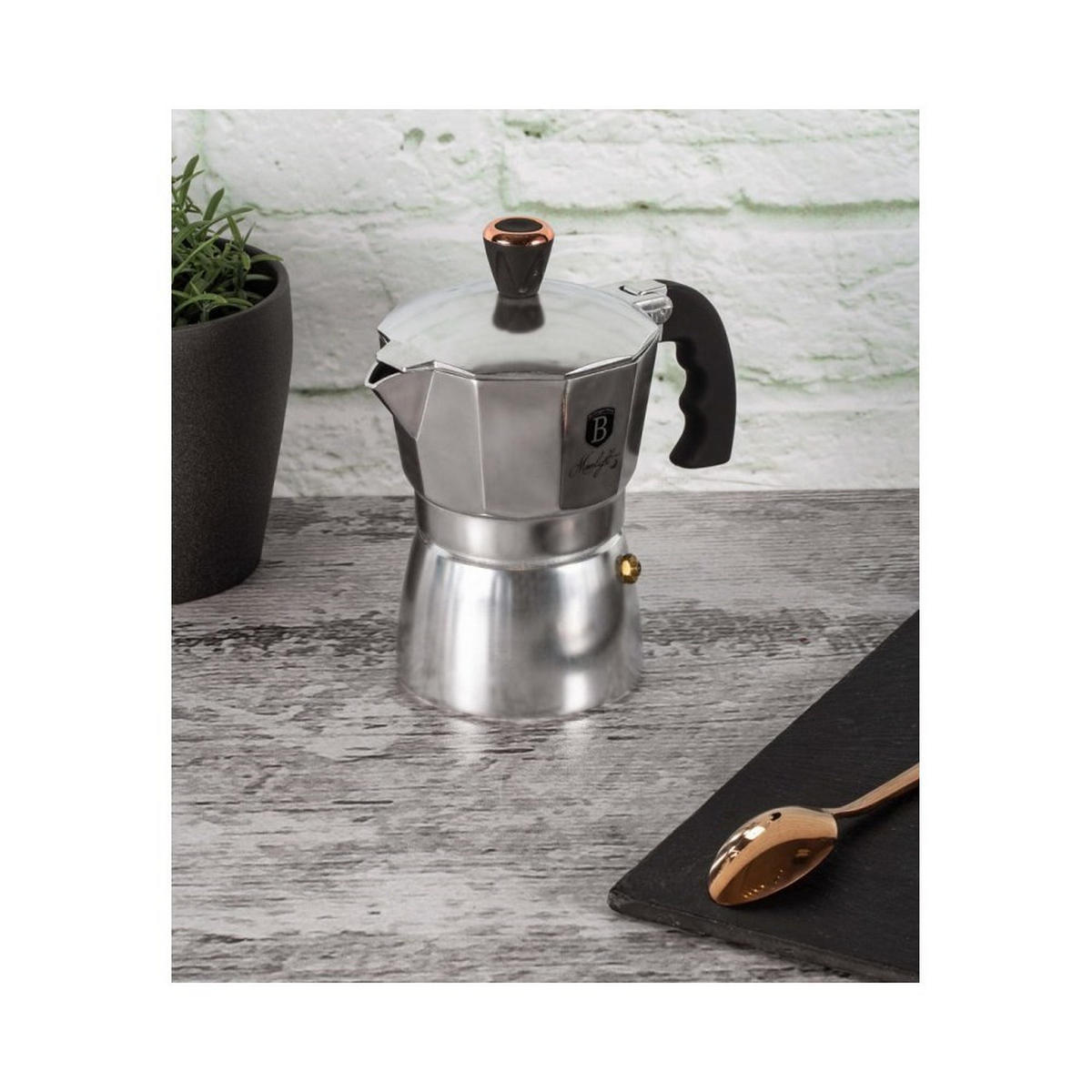 ESPRESSOKOCHER Silber 9/9/15.5 cm BH6389 - Silberfarben, Kunststoff (9/15.5/9cm) - Berlinger Haus