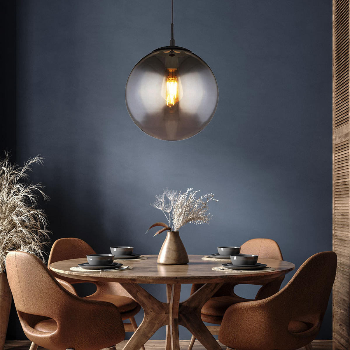 LED HÄNGELAMPE Glas Rauchfarben Schwarz Matt - Schwarz, Glas (30/30/120cm)