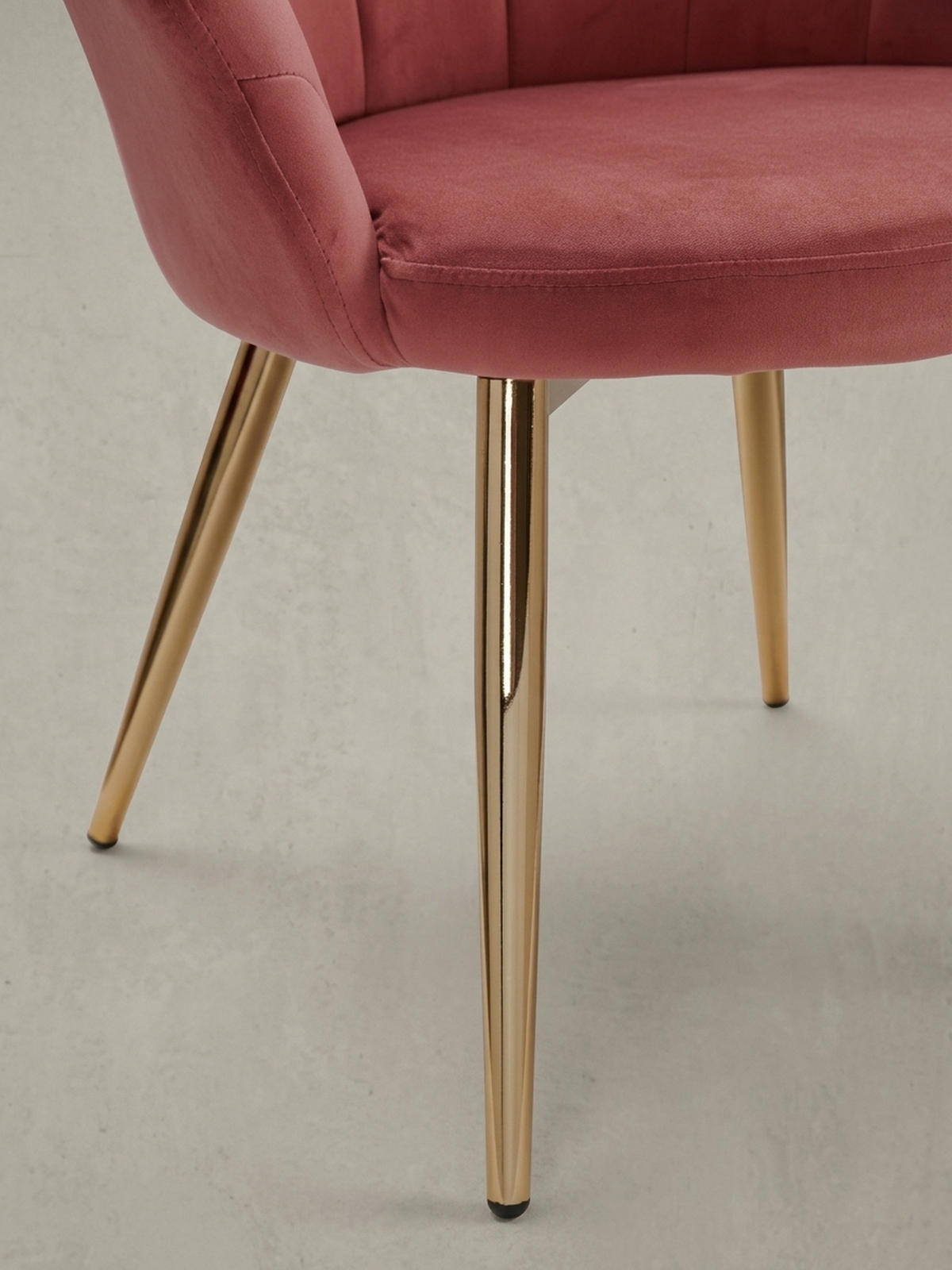 ESSZIMMERSTUHL Samtbezug mit Metallgestell Schalenform Skandinavisch gepolstert, Rosa 53x48x80 cm - Pink/Goldfarben, Textil/Metall (53/80/48cm) - KADIMA DESIGN