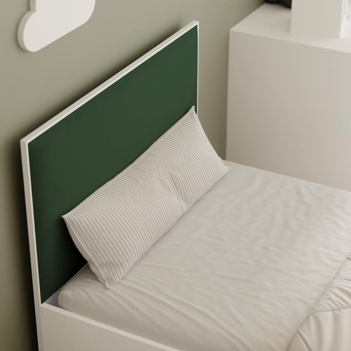 POLSTERBETT SASHI 90/200 cm Bettkasten, ohne Matratze, Weiß / Dunkelgrün - Dunkelgrün, Holz/Holzwerkstoff (90/200cm) - Idohome