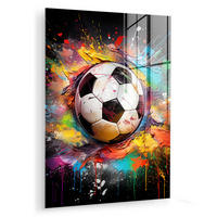 ACRYLGLASBILD Fußball - Farbe - Farben - Schwarz - Weiß 60x80 cm - Weiß, Glas (60/80cm) - MuchoWow