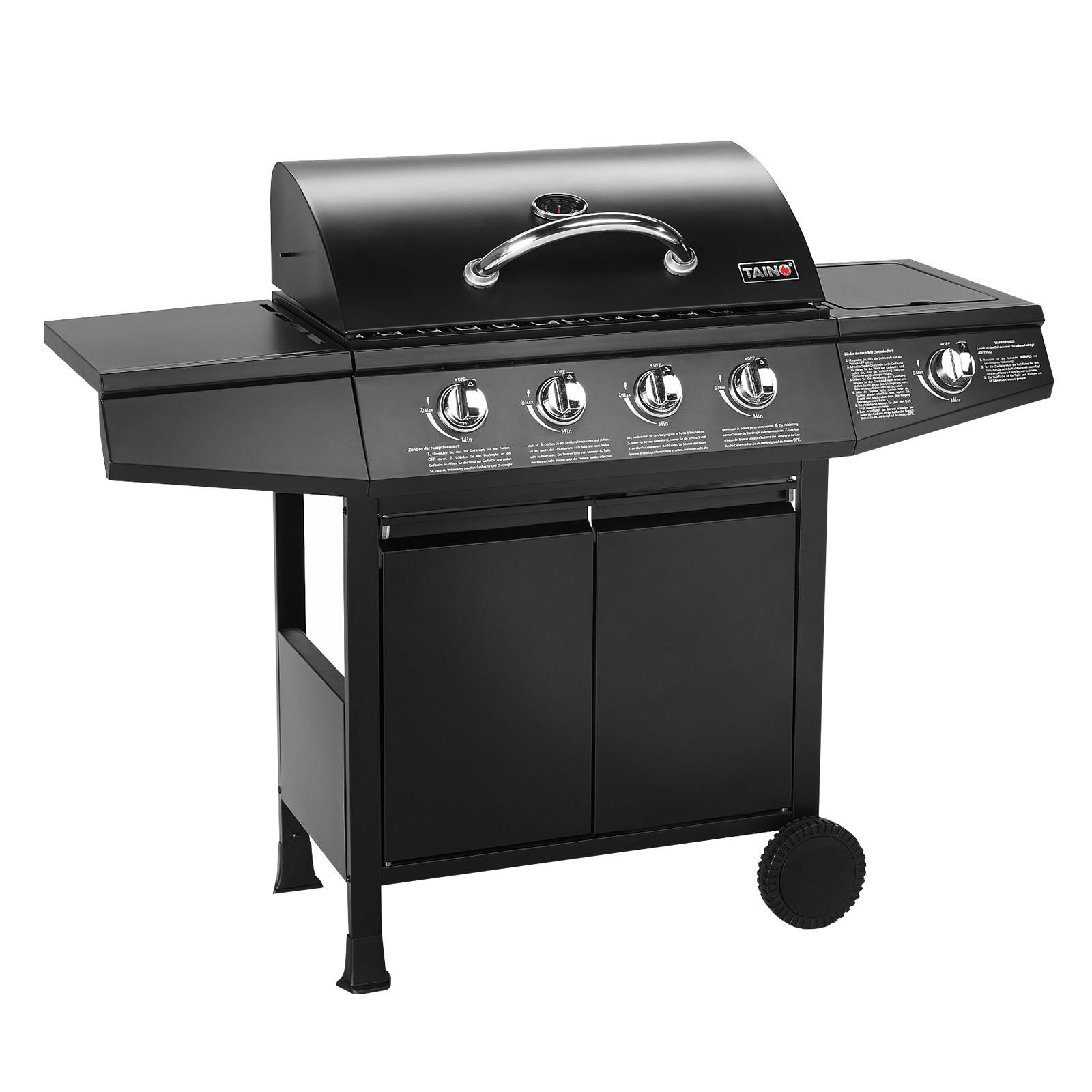 GASGRILL SET BASIC 4+1 - Schwarz, Metall (126/103/50cm) - TAINO