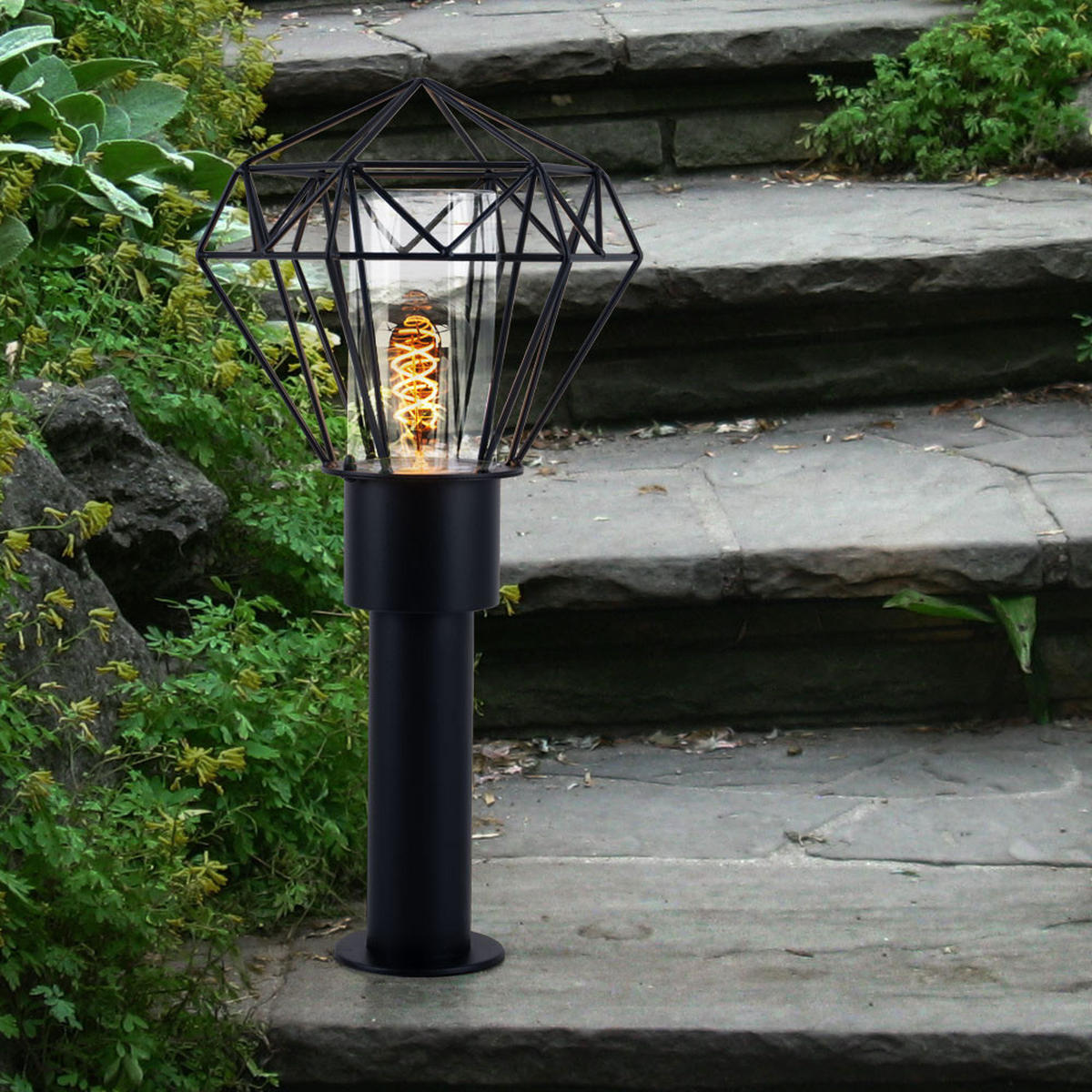 WEGELEUCHTE Horace Edelstahl Schwarz - Schwarz, Metall (22.5/25.5/50cm) - Globo Lighting