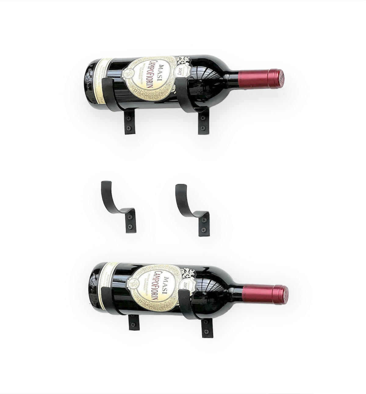 WANDHAKEN für Weinflaschen 6x Metall Schwarz 96347 - Schwarz, Metall (2/7/9cm) - DanDiBo