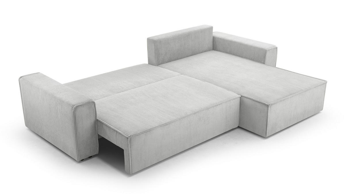 ECKSOFA L Form Cedria Hellgrau 287/145/85 cm mit Schlaffunktion - Hellgrau/Schwarz, Kunststoff/Textil (287/145cm) - AX Living