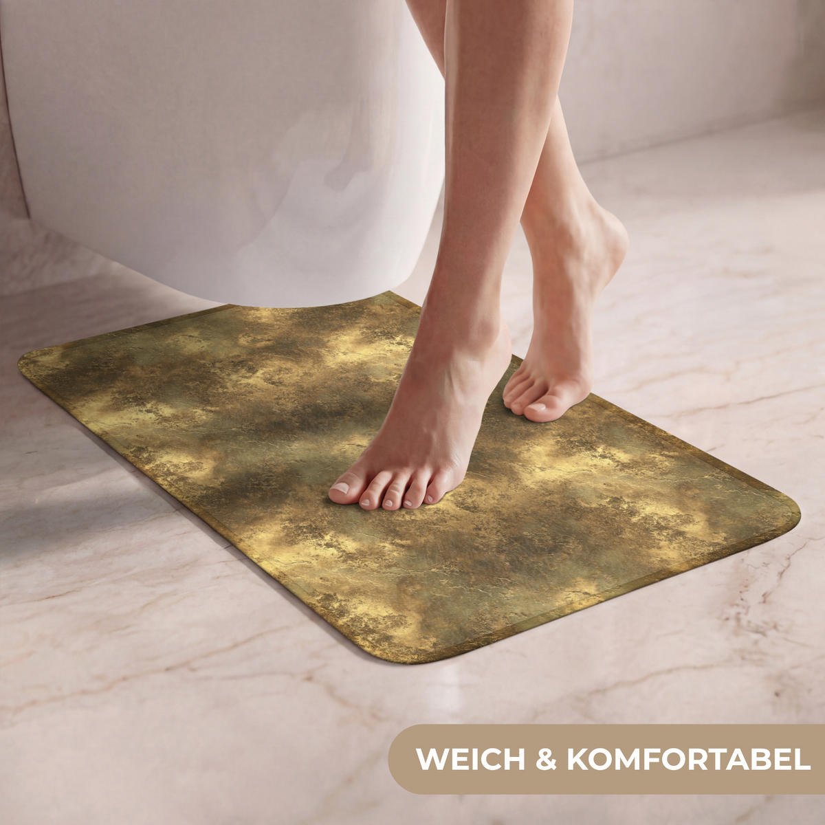 WC-VORLEGER Antik - Metallic-Look - Gold WC Teppich 40x60 cm - Goldfarben, Kunststoff/Textil (40/1cm) - OnlyWow