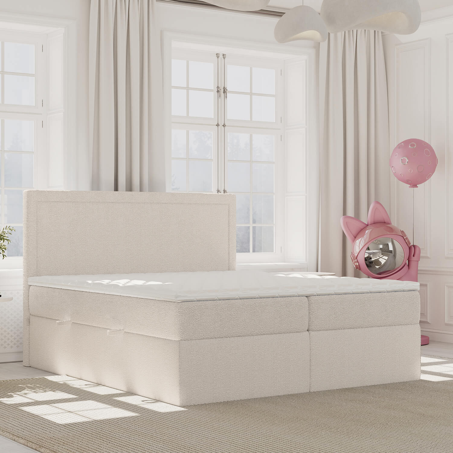 Thumbnail - AltaBeds Boxbett, Sand, Textil, Buche, Kiefer, H2, 7-Zonen, Höhe ca. 20 cm, 160x200 cm, Oeko-Tex® Standard 100, DIN EN 1...