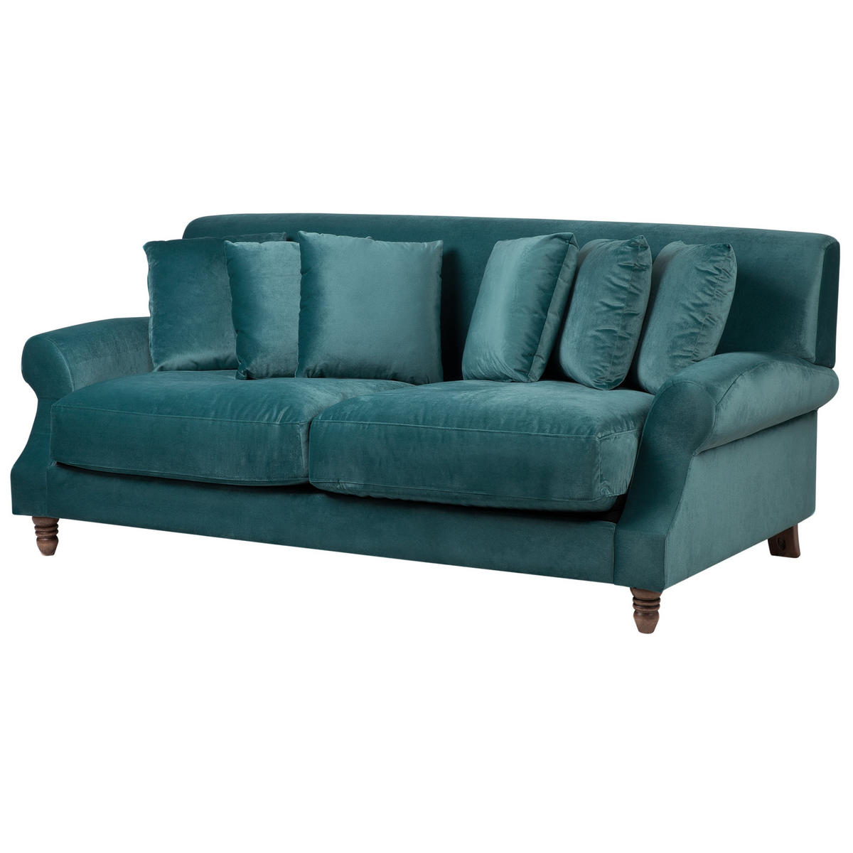 3-SITZER-SOFA Samtstoff Blaugrün Eike - Petrol/Hellgrün, Textil (186/82/102cm) - Beliani