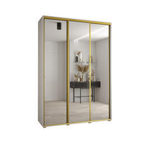 SCHWEBETÜRENSCHRANK 235,2/170/60 3-türig - Goldfarben/Weiß, Holz/Metall (170/235/60cm) - Abiks Möbel