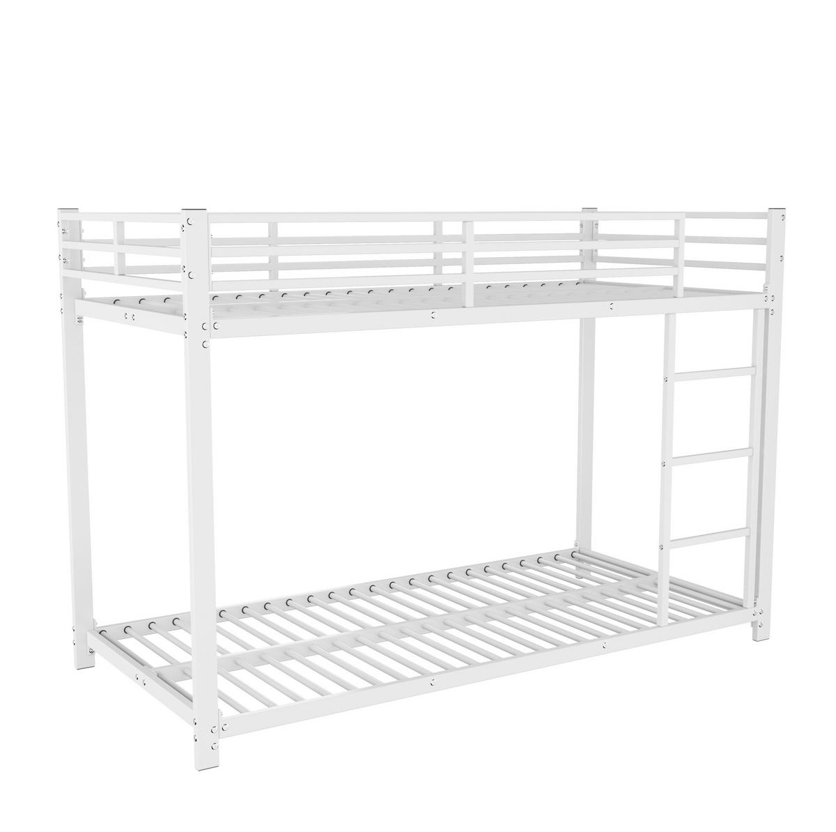 ETAGENBETT 90/200 cm aus Metall in Weiß – platzsparend und stabil - Weiß, Metall (90/200cm) - BEAOK