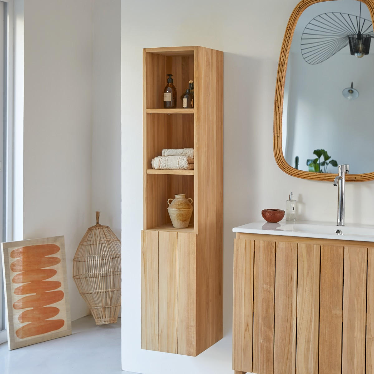 HOCHSCHRANK Jill Natur aus Teak - Naturfarben, Holz (30/150/35cm) - Tikamoon