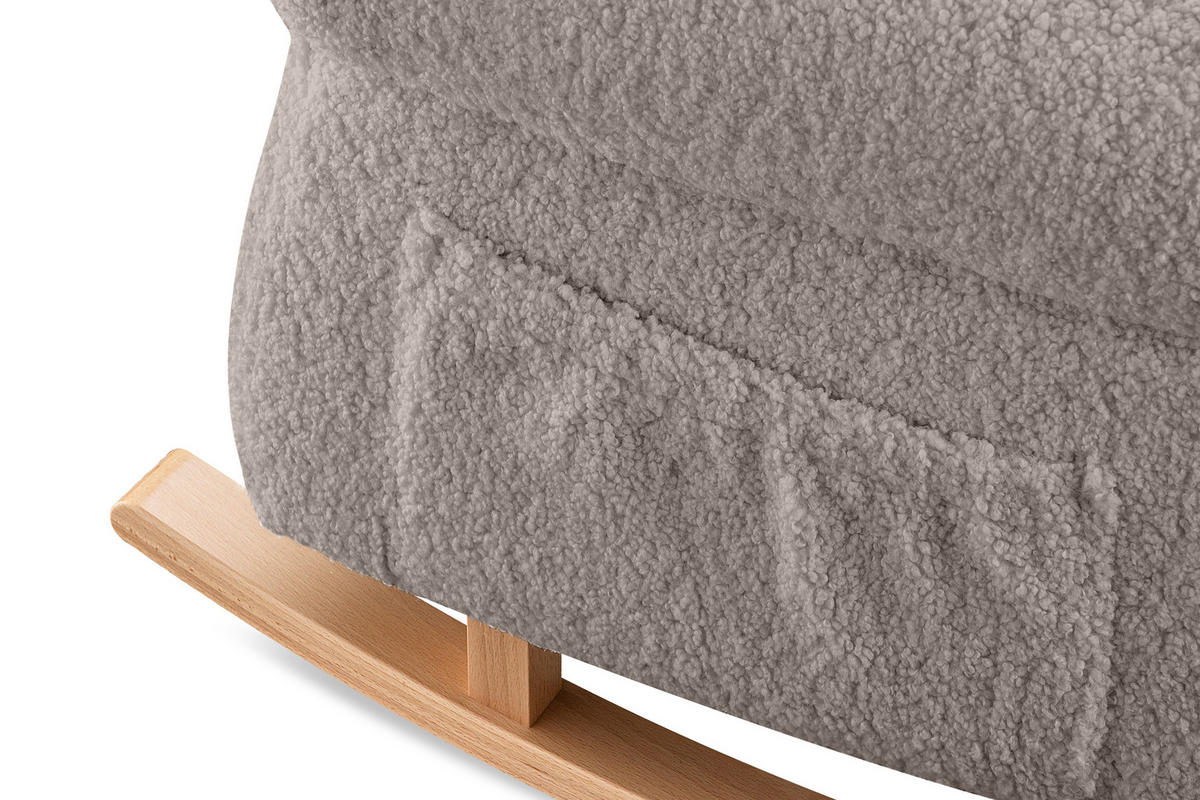 SCHAUKELSESSEL TULES mit Tasche für kleine Gegenstände, beige - Eichefarben/Beige, Eichenholz/Holzwerkstoff (80/105/105cm) - KONSIMO®
