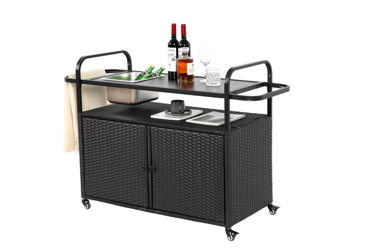 SERVIERWAGEN Outdoor Schwarz - Schwarz, Metall (50/91/131cm) - ComfortXL