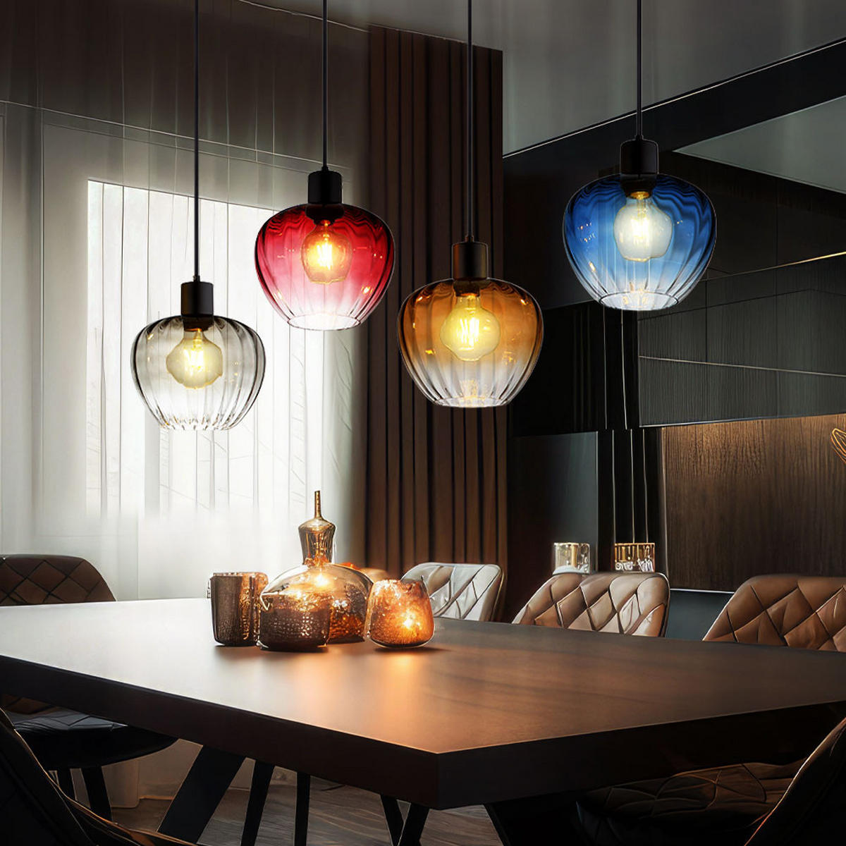 HÄNGELEUCHTE TOY Bunt Metall Schwarz - Multicolor, Glas (108/24/120cm) - Nowa