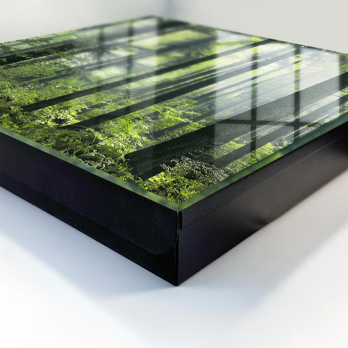 SCHLÜSSELBOX Schwarz 30x30 cm- Türöffnung nach rechts - Grüner Wald - Grün, Metall (30/30/5cm) - TULUP