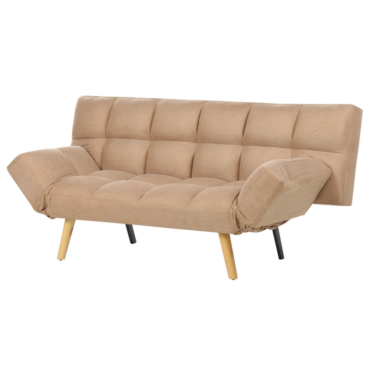 3-SITZER-SCHLAFSOFA hellbraun Ingaro - Hellbraun/Braun, Textil (182/86/79cm) - Beliani