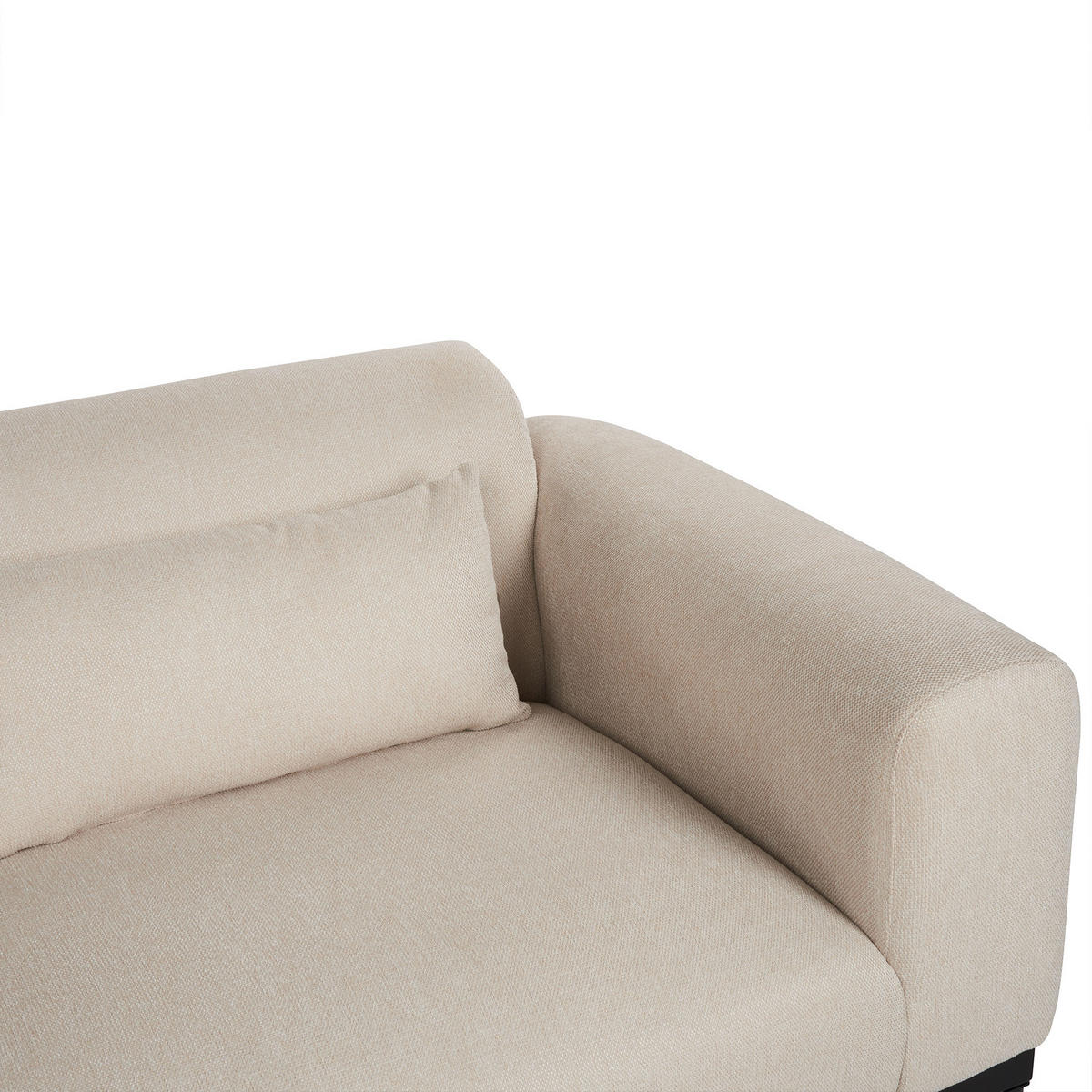 2-SITZER-SOFA Leinen hellbeige Malmos - Beige/Schwarz, Textil (196/78/85cm) - Beliani