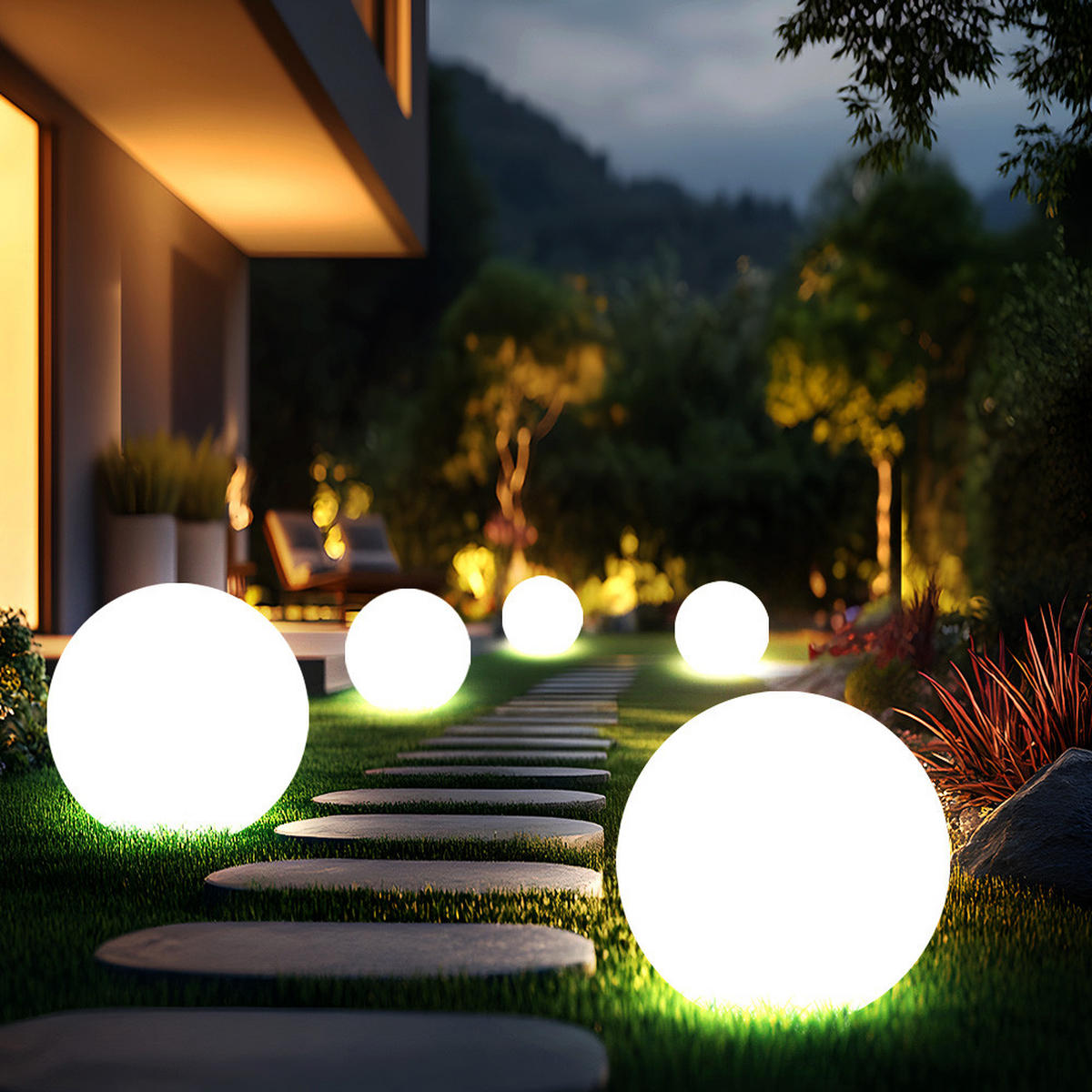 LED AUSSENLEUCHTE Kunststoff Weiß 5er Set - Weiß, Kunststoff (20/20/62cm)